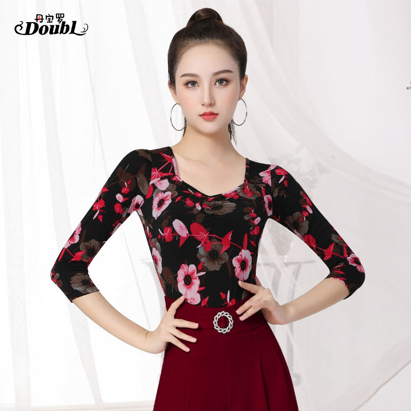 Danboro Latin Dance Clothes New Tango Clothes Skin-collar LinkedIn Brush Waltz Woman Dance Clothes
