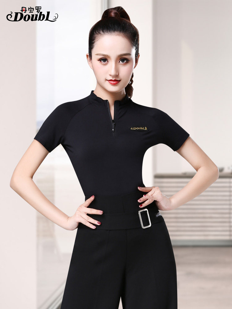 Dampao-shaped body coursework with Latin dance blouses female short sleeves Morden dance costumes National Peuding Square Dance