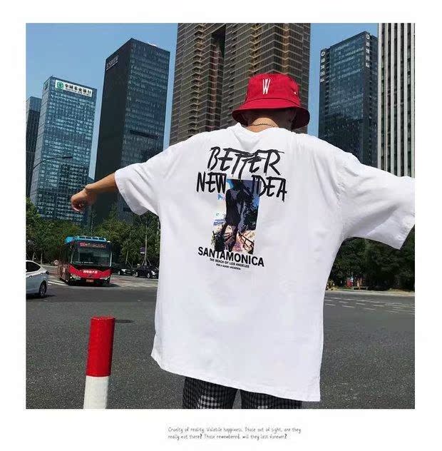 Áo thun nam tay ngắn phiên bản Hàn Quốc của hip-hop lỏng lẻo năm điểm tay áo sang trọng áo gió gió nửa tay cá tính xu hướng hè áo thun gucci