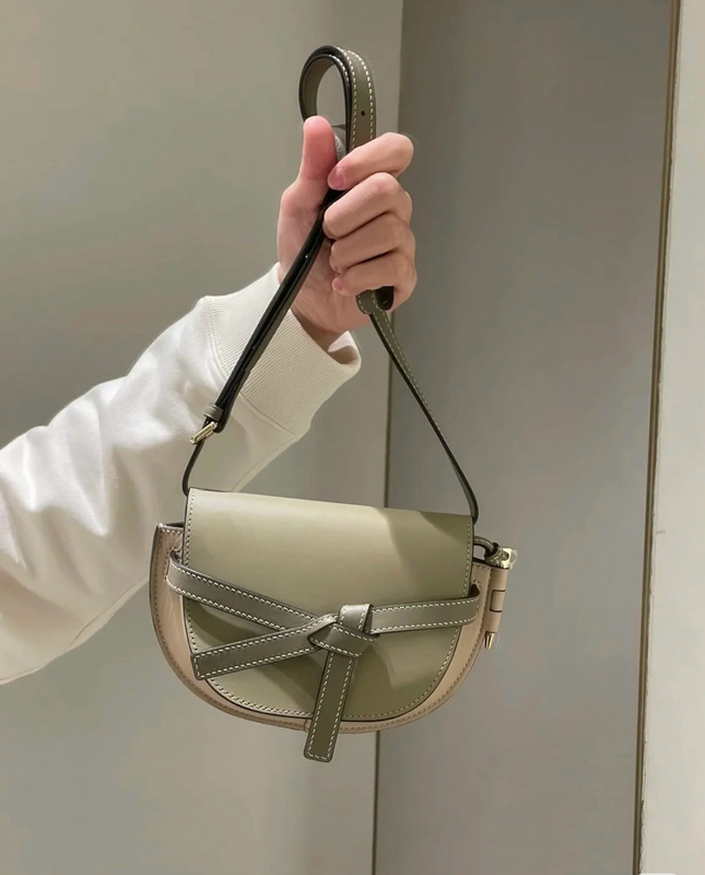 2025 Yang Mi Style Designer Bag Light Luxury Genuine Leather Women's Bag Cowhide Underarm Bag Single Shoulder Crossbody Saddle Bag