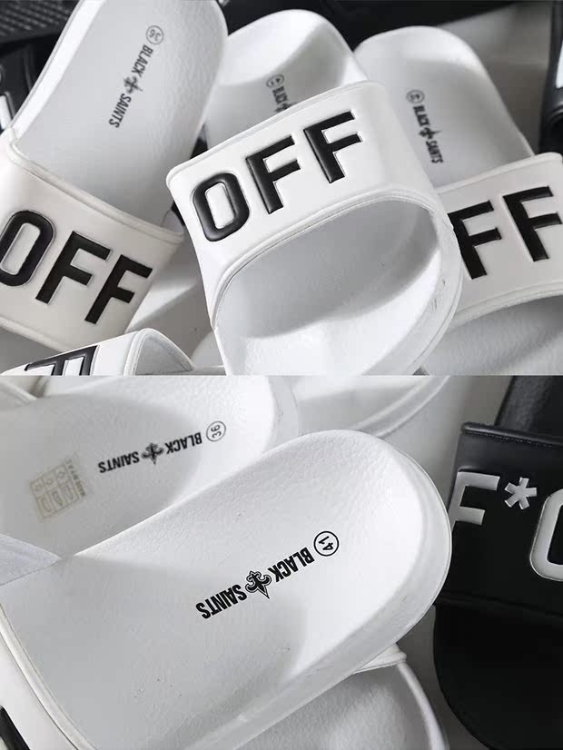 2018 chữ màu đen và trắng mới slippers đôi dép giày sandal nam