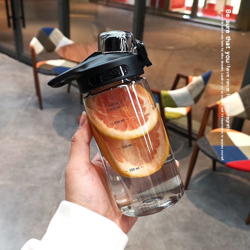 Han-style water glass plastic female high face value large capacity 1000ml hand scale Play Fitness Cup Children