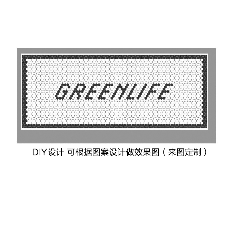 Small hexagonal brick mosaic puzzle black and white tea restaurant powder room floor tile kitchen floor flower waist line polka dot tile