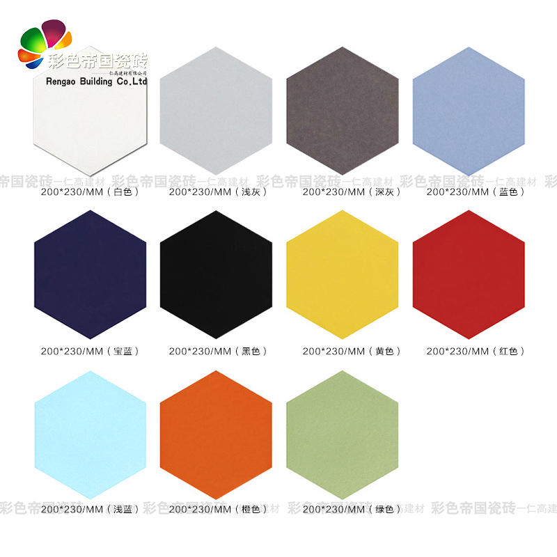 Hexagonal Brick Color Tile Black and White Grey Powder Room Bathroom Wall Tile Kitchen Hexagonal Floor Tiles Hotel 200 230