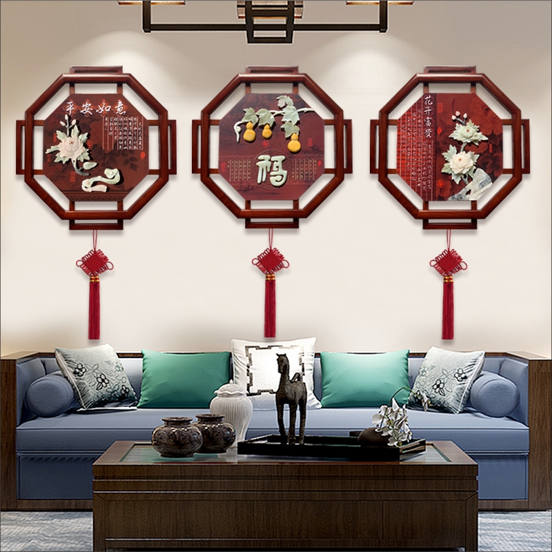 Living Room Decoration Painting China Wind Sand Hair Background Wall New Chinese Style Entrance to the End of the Entrance Xuanguan Corridor Hang Painting Jade Sculpture