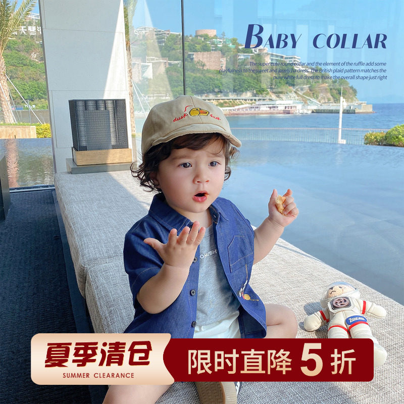 Chen Dapig L Mom Boy Baby in summer new jean shirt baby casual tide of children's sweater tide