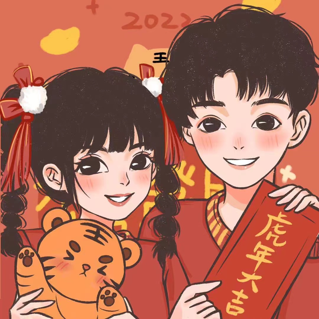 Hand-drawn original Q version avatar painting cartoon anime character comic avatar custom couple drawing design custom appointment