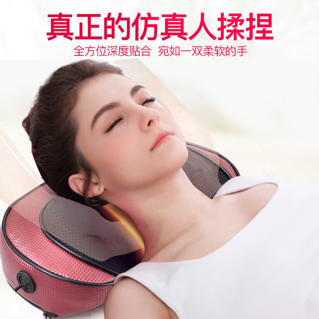 Massage pillows multifunction full body electric cervical spine massager for home shoulder waist red light hot compress simulation man massage leaning back