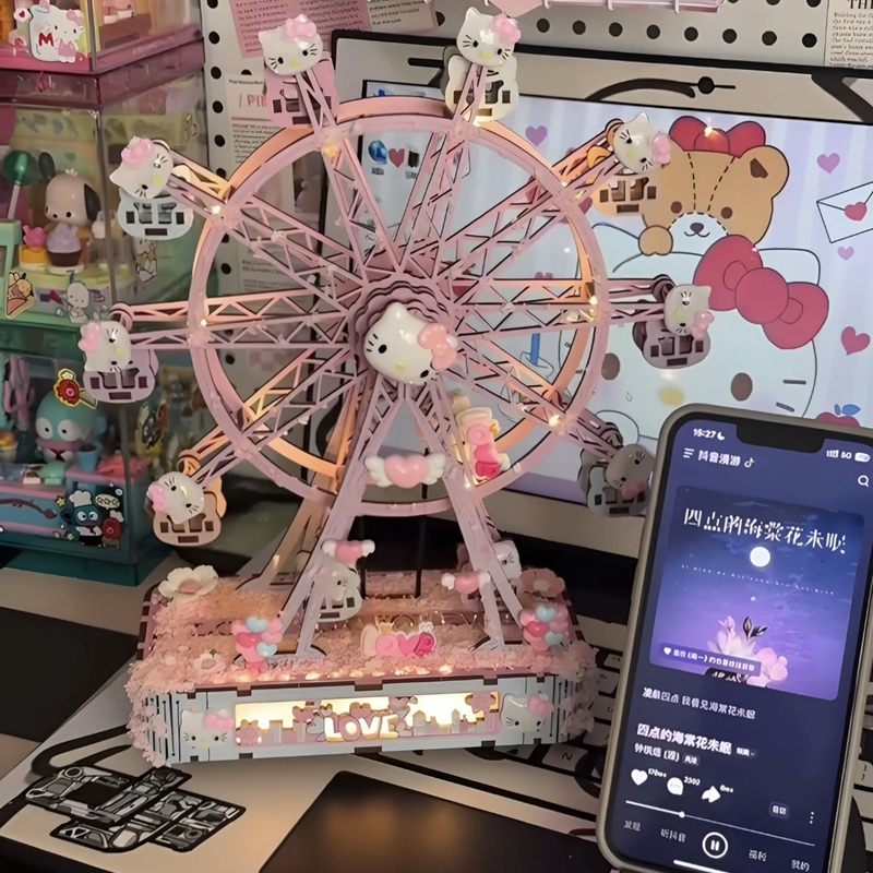Rotating Luminous Ferris Wheel, Hand-Assembled Music Box, Birthday Confession Gift for Girls, DIY Material Package