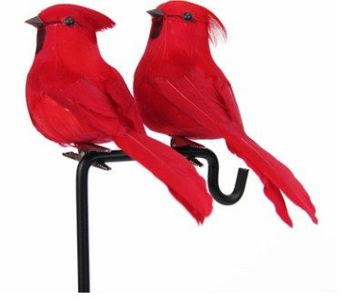 Real feather simulation bird forest garden gardening decorative bird white red craft gift decoration foam fake bird