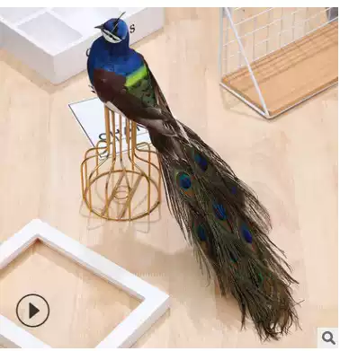 Simulation peacock feather bird Blue bird animal decoration living room balcony courtyard decoration Kindergarten decoration