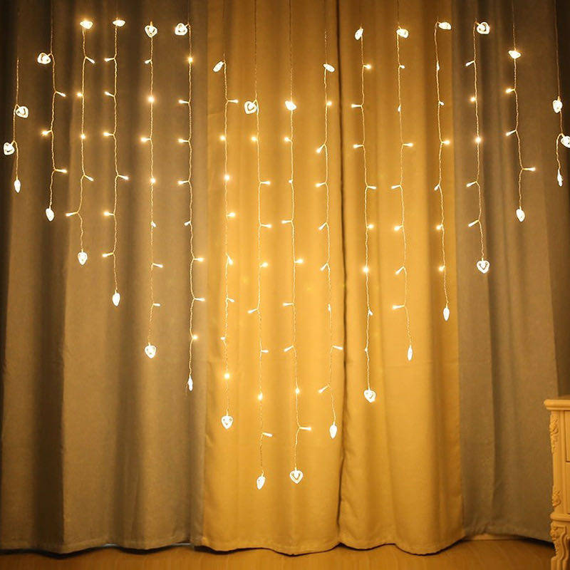 Night light led star light peach heart-shaped light string love curtain light marriage proposal confession birthday room decoration lights