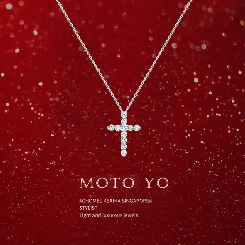 999 Pure Silver Bm Same Style American Cross Necklace for Women 2026 New Light Luxury Niche Pendant Choker Gift