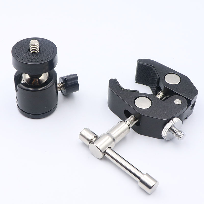 Camera vigorously clip pan-tilt clip large crab clamp spherical rotating pan-tilt multi-functional powerful clip camera accessories