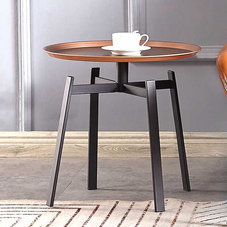 Zhuoui customize minimalist light extravagant creativity Nordic iron art round removable small table with sofa floating window small tea table