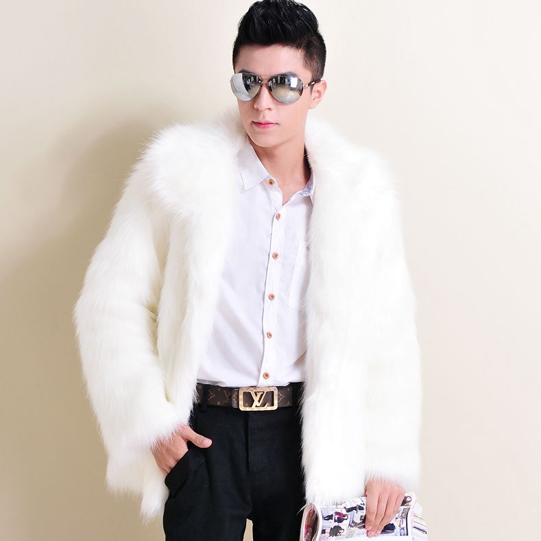 2024 Autumn and Winter New Korean Style Men's Short Fur Jacket Imitation Fox Fur Men's Large Size Plush Jacket Leather Jacket