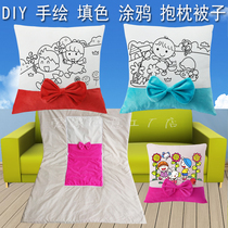 New diy hand-painted cartoon line draft color graffiti Pillow Quilt Creative Warm Field Event Gift Hug Pillow Customize