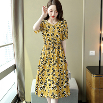 2021 summer products new silk Mulberry silk dress female size waist big brand flower skirt