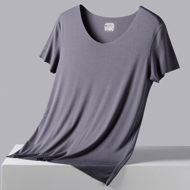 Summer Men's Breathable 60-Count Modal Custom-Cut Short-Sleeve T-Shirt, Round Neck Thin Underwear, Solid Color Base Shirt