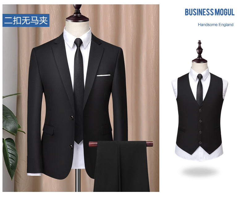 Bộ đồ nam ba mảnh phiên bản Hàn Quốc của chú rể váy cưới mỏng phù hợp với bộ đồ công sở chuyên nghiệp - Suit phù hợp quần tây nam đẹp