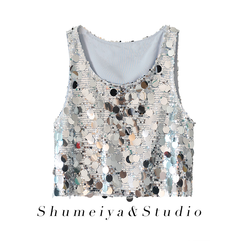 Trendy and Unique Heavy-Duty Sequin Camisole for Women, Suitable for Clubbing, Bar, and Socialite Style
