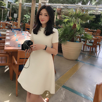 Zhou Ting ttc short sleeve waist dress female Spring and Autumn new small dress Korean version of temperament skirt skinny A- line dress