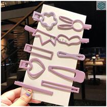 Purple hairpin matte simple edge clip bangs clip word clip Color clip headdress girl duckbill clip bb