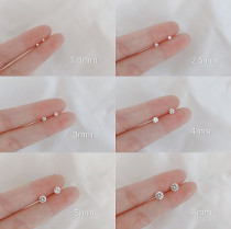 Black and white stitching stud earrings mini raising ear hole four-claw rhinestone small stud earrings stick wild male and female couples ear bone nails Korean