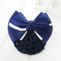 Purple hair card Korean version of the stewardess head flower work hair ornaments Hair net pocket temperament hairpin dish Hair net bow