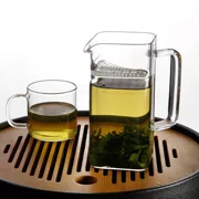 Trà hình lưỡi liềm rò rỉ một cốc thủy tinh chịu nhiệt vuông dày trà xanh tách trà xanh với bộ lọc - Trà sứ