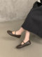 Fairy-Style French Retro Round-Toe Shallow Ballet Shoes for Women, Pleated Flat Mary Jane Shoes with a Single Strap