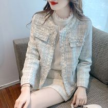 Korean version upscale autumn winter thickened clip cotton jacket temperamental small scent wind small sub short section 2024 Fall new blouses