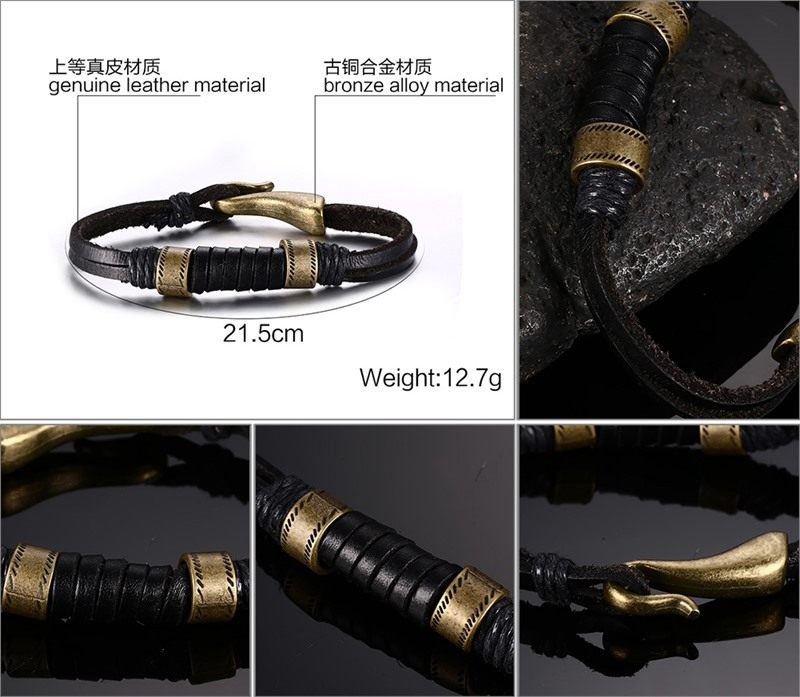 European and American men's black fashion bracelets punk tribal personality handmade manufacturers straight up BL-118