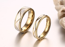 Titanium steel couple ring Korean wind Lassa Lasha surface plating gold couple ring jewelry manufacturers direct batch CR074