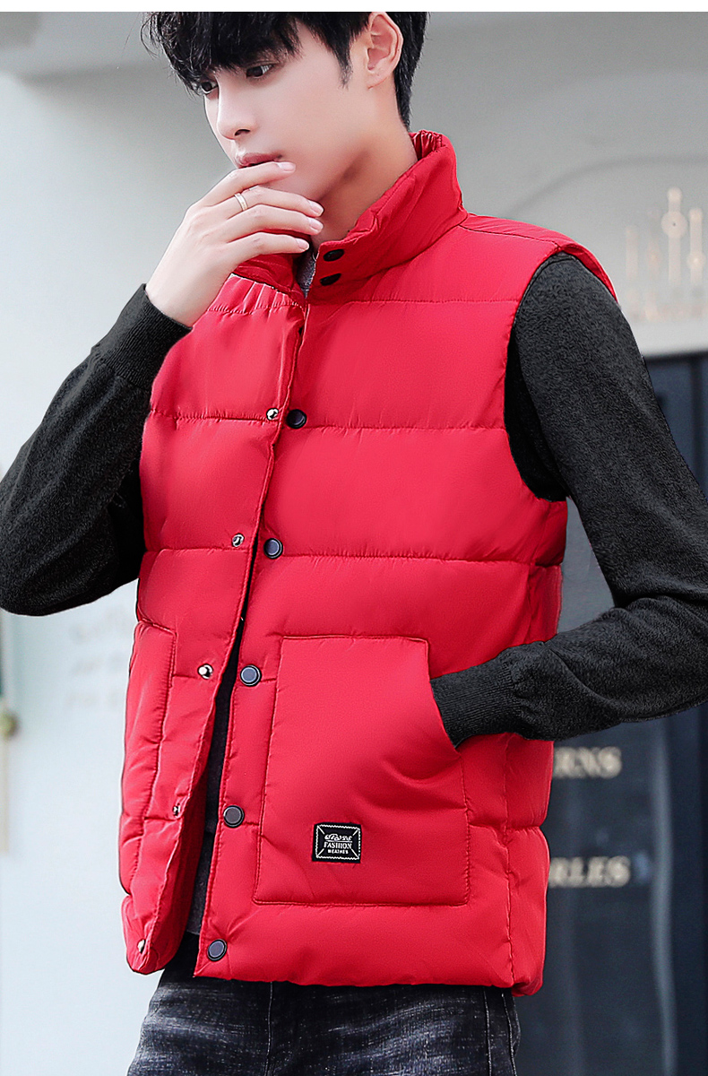 Vest nam mùa thu đông phiên bản Hàn Quốc theo xu hướng đẹp trai mẫu đôi áo vest cotton rộng vai xuống áo khoác cotton quần áo nam