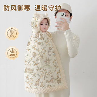 婴儿披风斗篷男女童秋冬外出防风外套儿童披肩挡风被加厚保暖外套