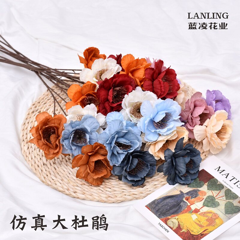 Emulated large rhododendron wedding celebration road leading silk flower wedding hall floral material house floral shop window to decorate the stage fake flowers