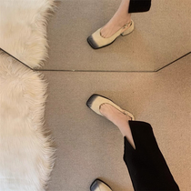 Small ckerwin French Korean style square toe thick heel bag toe sandals 2024 summer temperament retro high heel shoes