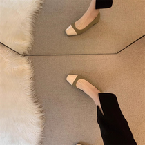 Small ckerwin low heel French style small fragrance color matching single shoes 2024 summer new style shallow mouth grandma shoes evening shoes for women