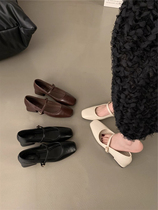 Small ckerwin French retro white Mary Jane shoes small leather shoes spring and summer pumps versatile thick heel womens shoes