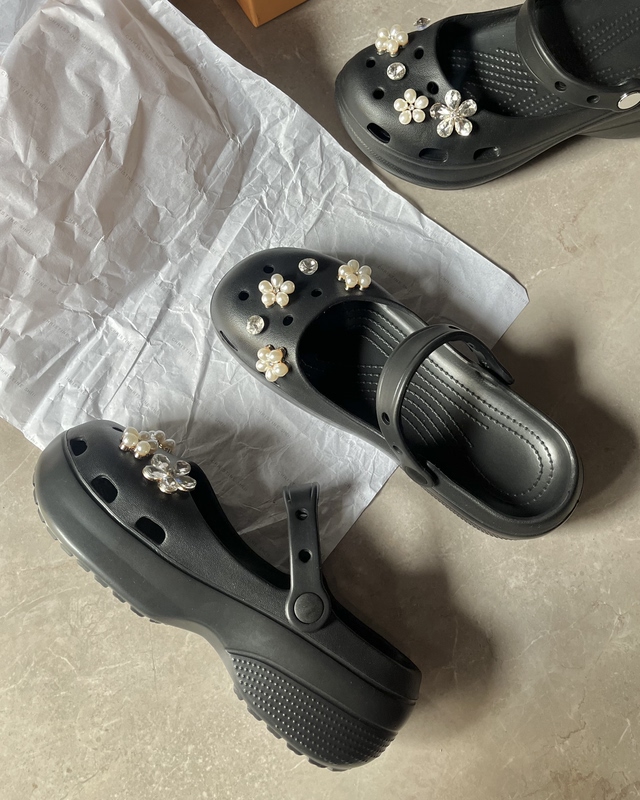 New Korean 6cm Thick-Soled Ballet Clogs with Soft Soles, Height-Increasing Floral Mary Jane Non-Slip Breathable Closed-Toe Sandals