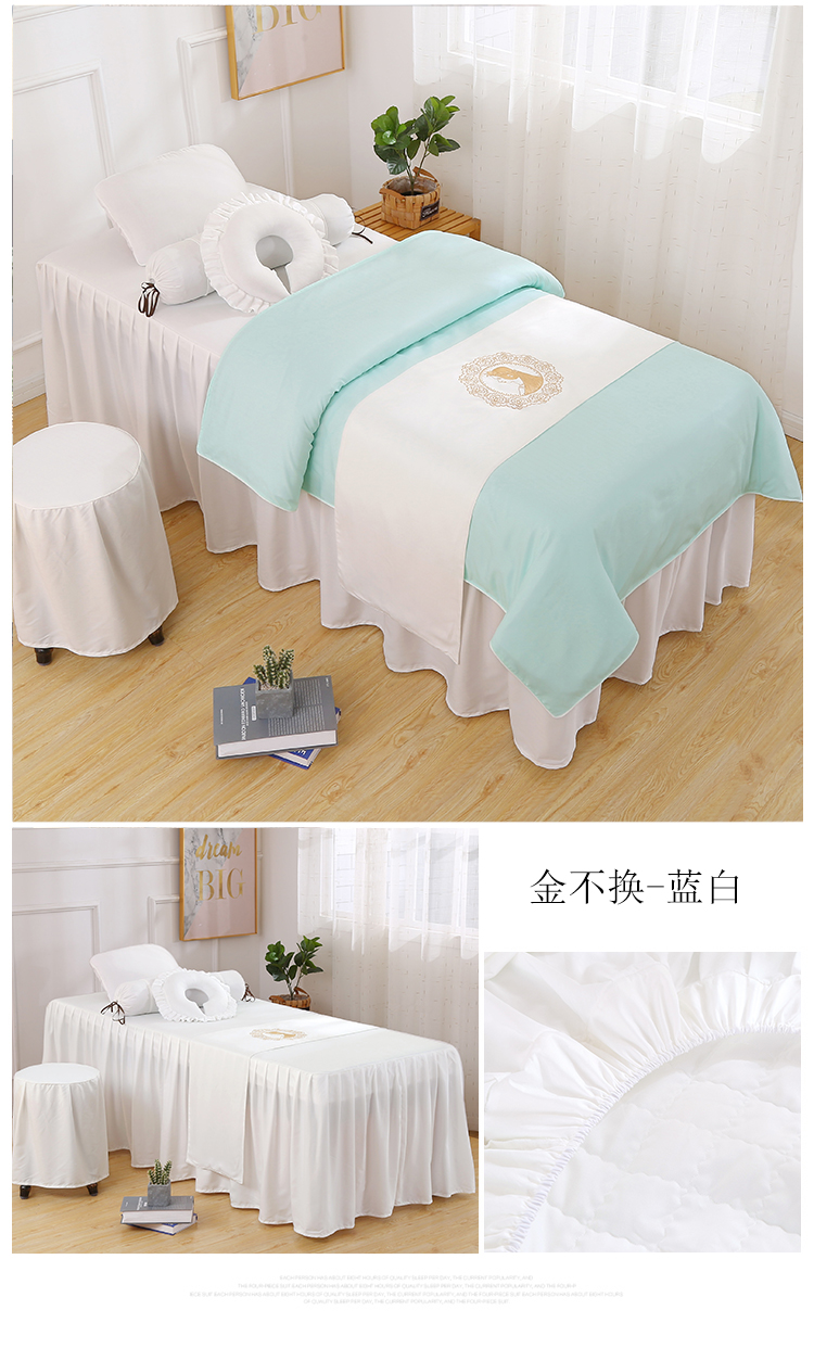 Jin Yixuan Vẻ đẹp châu Âu bao gồm bốn bộ massage đơn giản đặc biệt bao gồm giường đẹp thẩm mỹ viện bộ bốn bộ - Trang bị tấm giá khăn trải giường spa