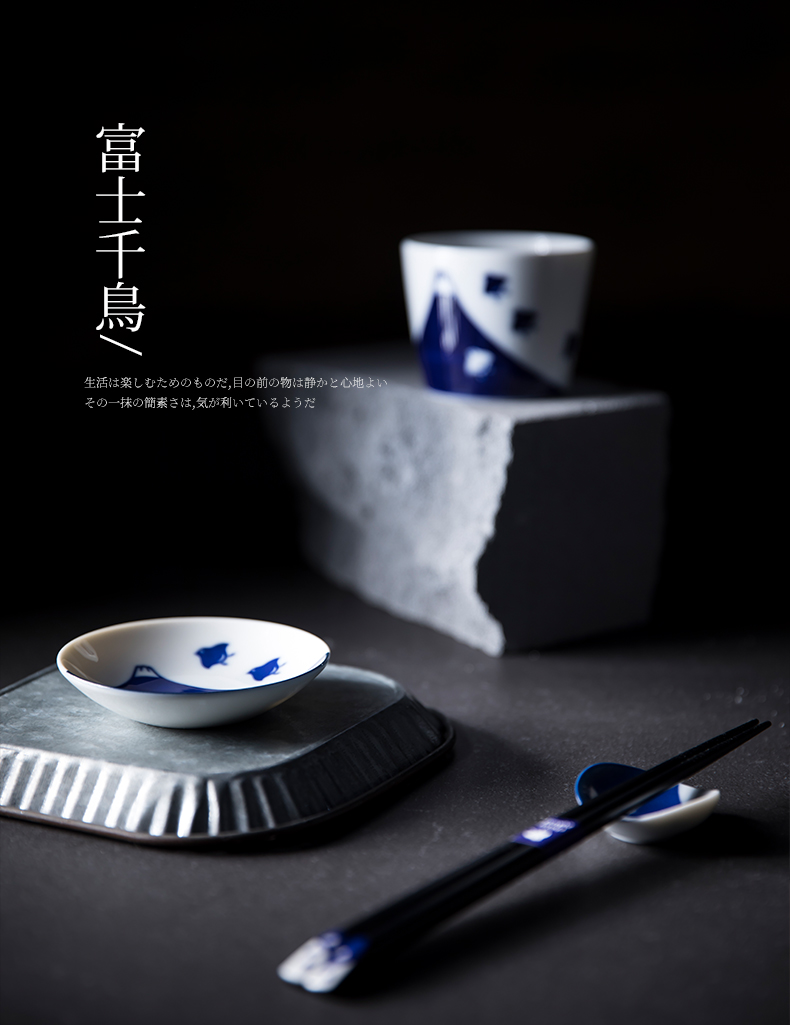 Household imported from Japan Japanese creativity tableware suit ceramic cup flavour dishes chopsticks chopsticks 丨 Fuji plover