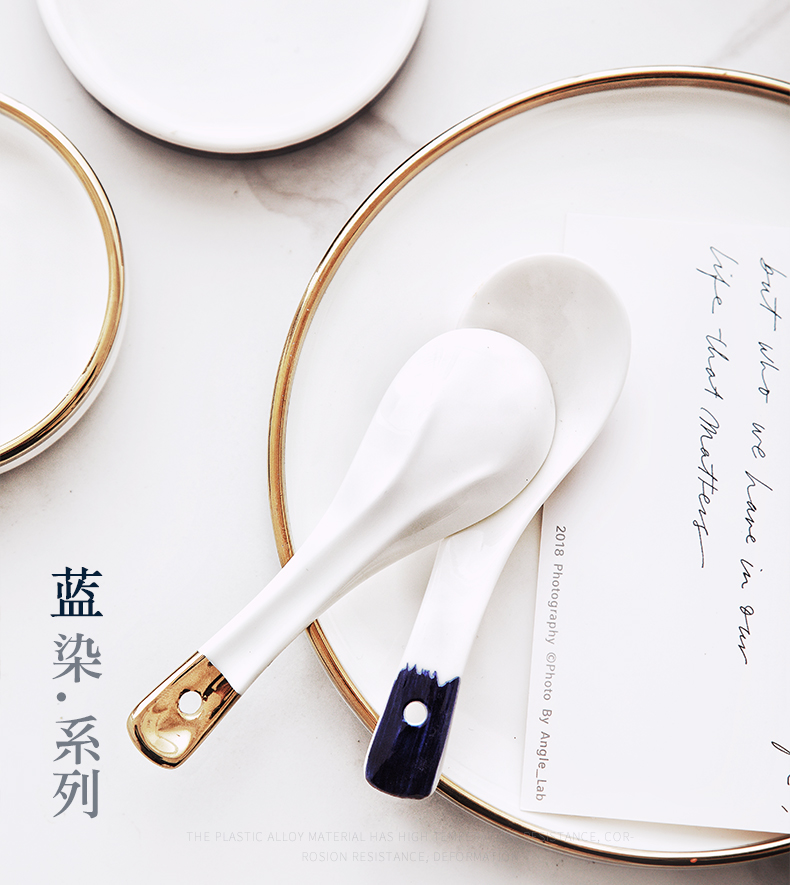 TaoDian small spoon, ceramic household small spoon ladle dipper small ceramic porridge spoon hot pot porridge spoon run out