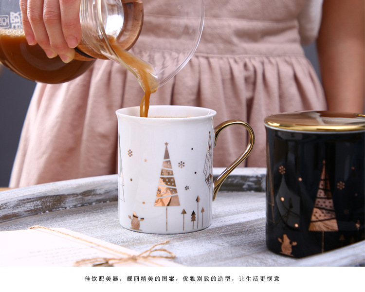 TaoDian Christmas lovers mugs creative Nordic ins beakers breakfast ultimately responds a cup of coffee cup ceramic cup