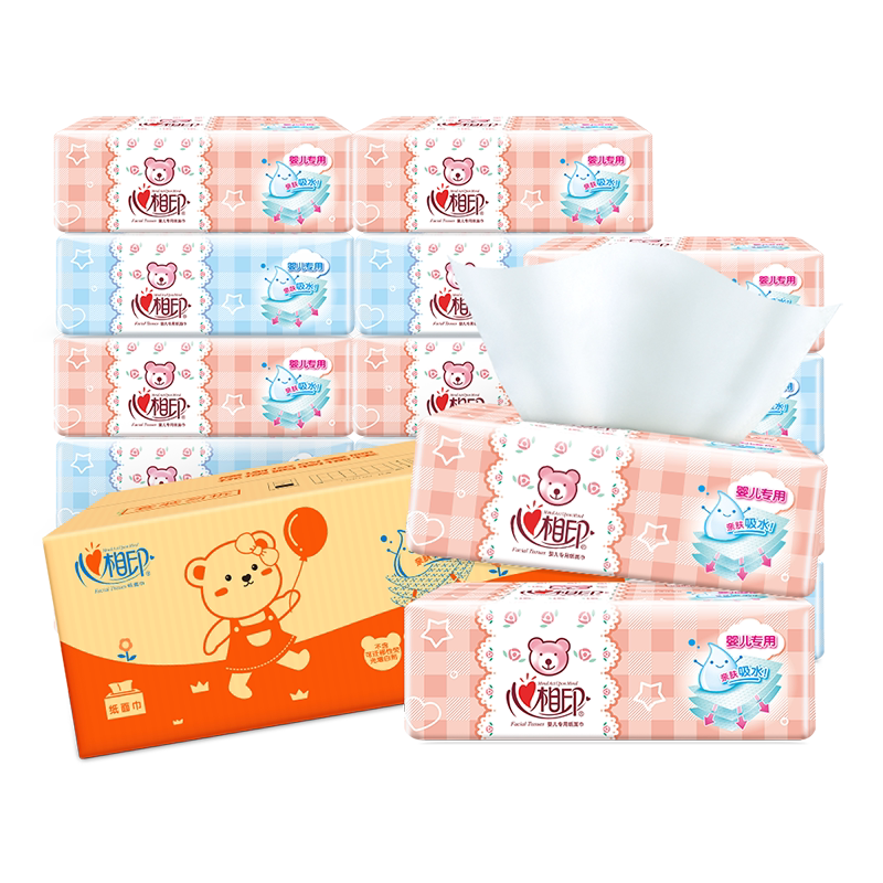 Heart Phase Print Baby Extractable Toilet Paper 120 Pumping Baby Special Tissue Napkins Napkins paper Home 18 Pack whole box DT1120