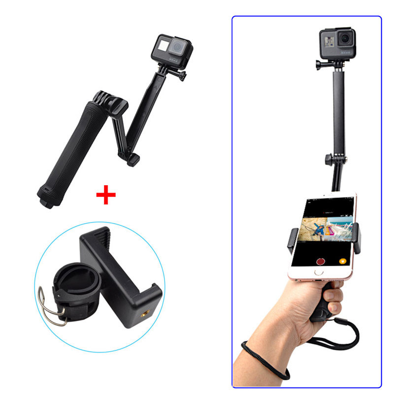 GoPro Accessories Hero5 4 3 Three-way Fixed Stand Ant Camera Selfie Stick Folding Arm Strap Tripod