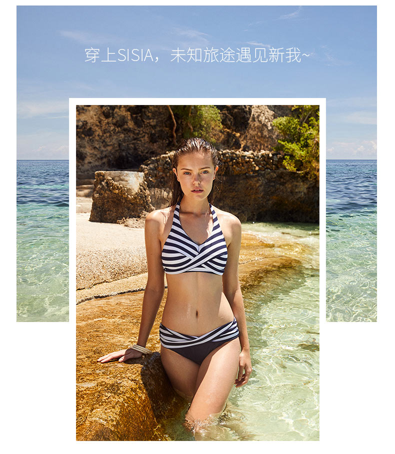 Sisia mới ngực nhỏ châu Âu và Mỹ tập hợp áo tắm bikini mỏng ngực lớn ngực gợi cảm dây đeo áo tắm phụ nữ - Bikinis áo tắm kín đáo