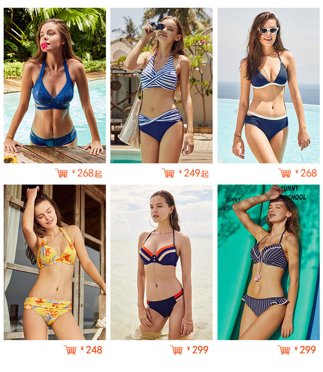 YANGSANJIN European and American bikini sexy big boobs gathered small  breasts three-point beach hot springs beach split swimsuit women :  : Fashion