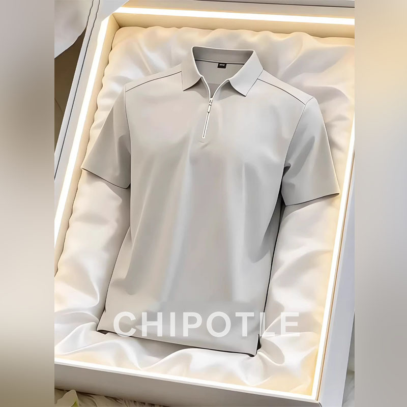 Korean Chipotle High-End Half-Zip Short-Sleeved Polo Shirt Men's 2026 Summer Business Sports T-Shirt Trendy Brand